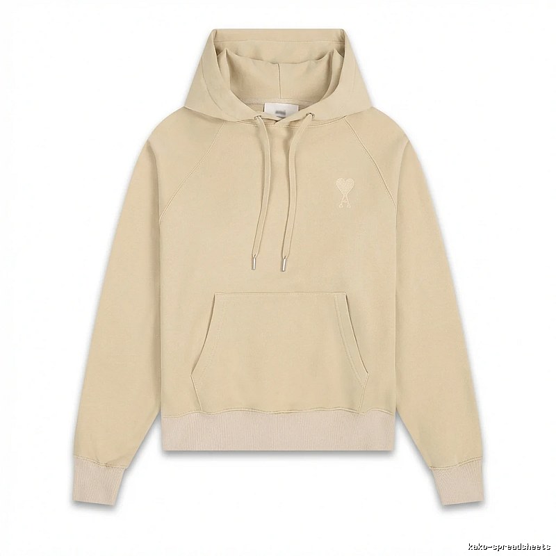 AMI Love Minimalist Style Beige Hoodie