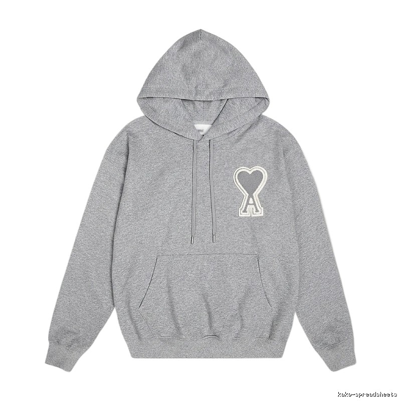 AMI Love Minimalist Style Grey Hoodie