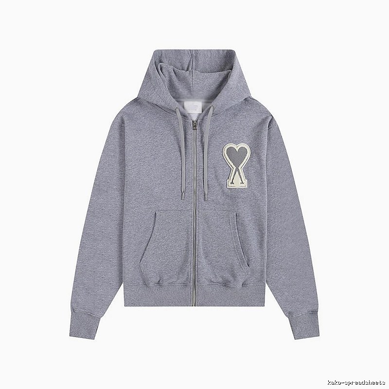 AMI Love Series Grey Zip-Up Hoodie