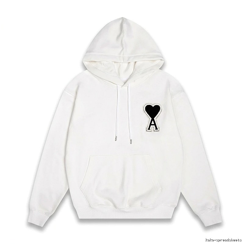 AMI Love Series Minimalist Style White Hoodie