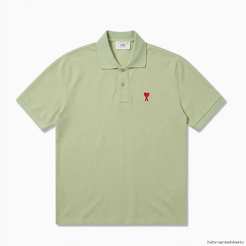 AMI Love Series Simple Style Light Green Polo Shirt