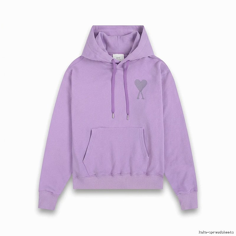 AMI series minimalist style purple hoodie