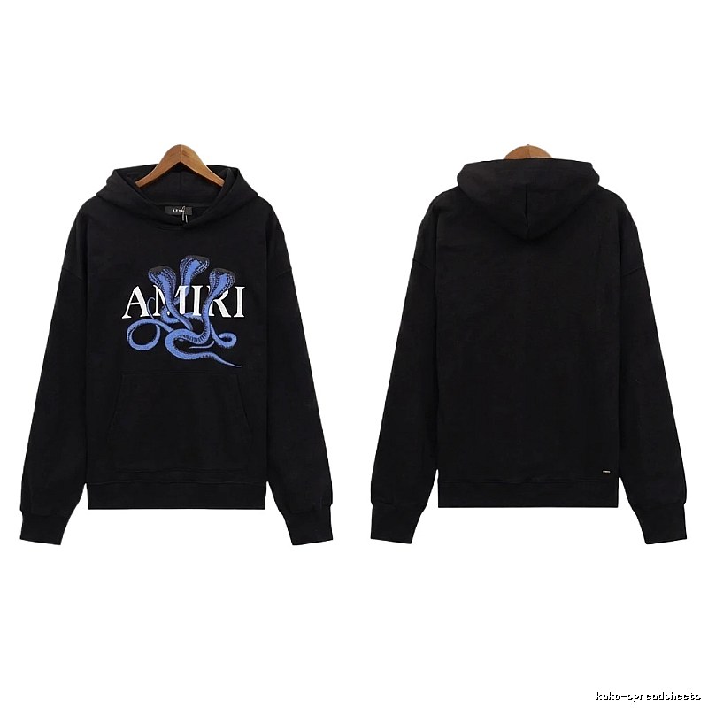 AMIRI Black Hoodie with Snake Print