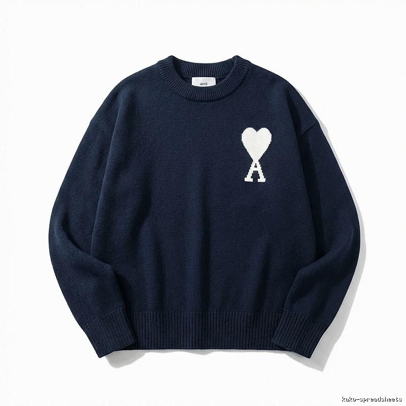 AMIRI Simple Love Style Dark Blue Sweater
