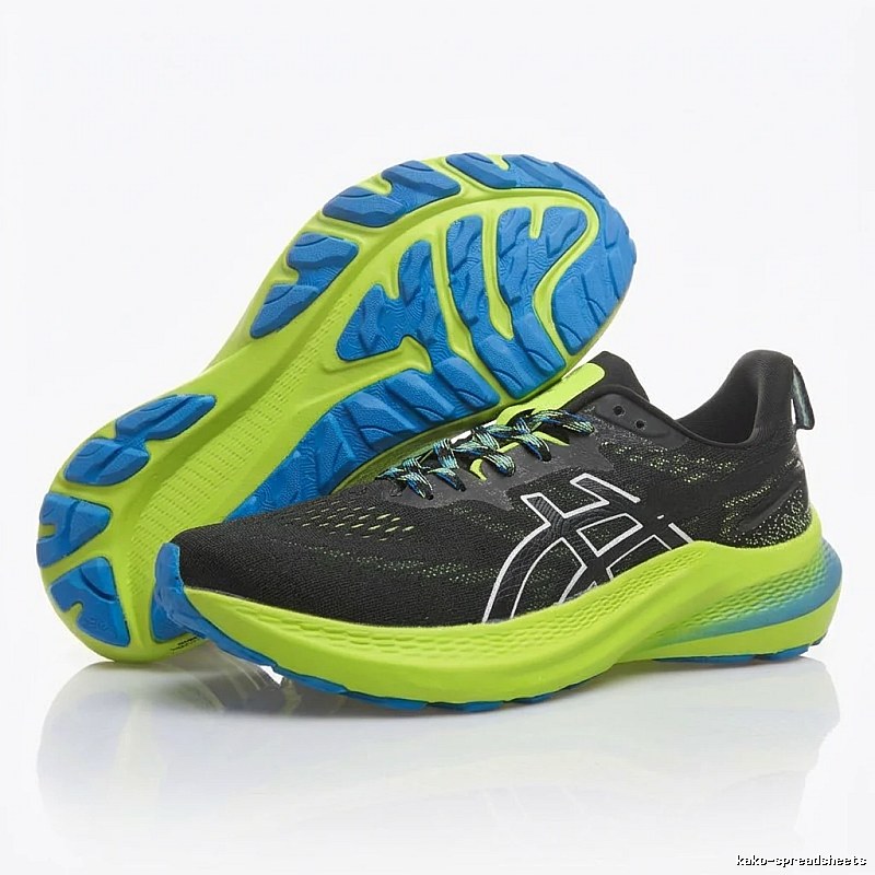 ASICS racing style black-green running shoes