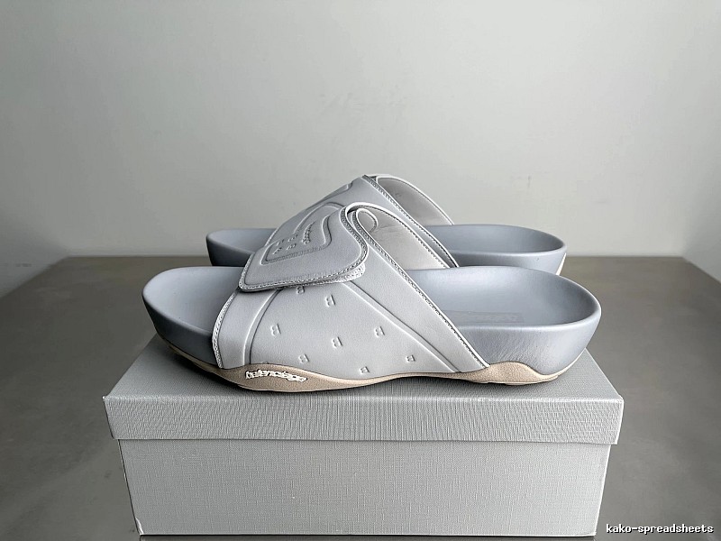 Balenciaga B Embossed Trendy Light Grey Slippers