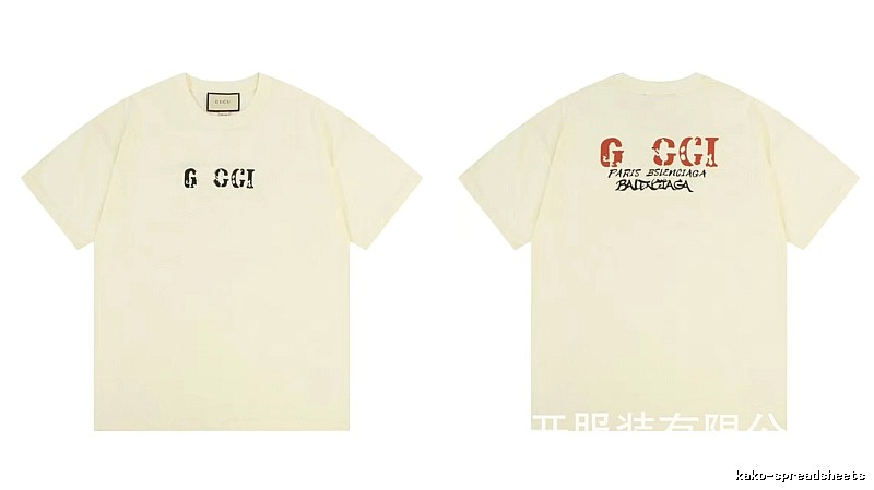 Balenciaga Co-branded Distressed-style Off-white Short Sleeve T-Shirt