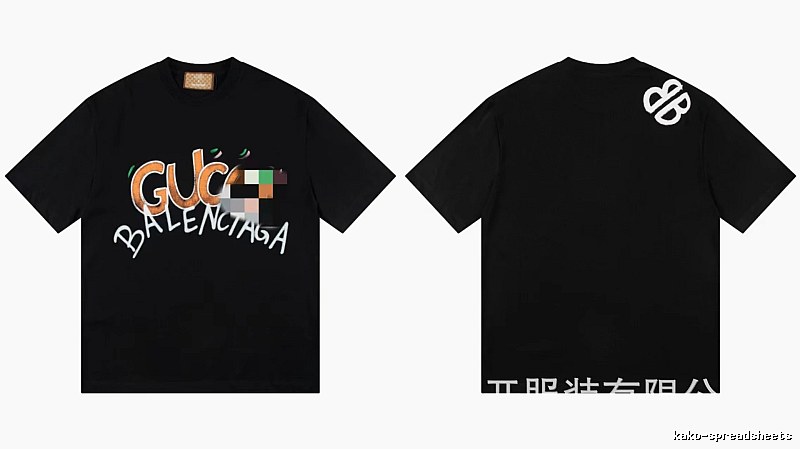 Balenciaga Co-branded Graffiti-Style Black Short-Sleeve T-Shirt