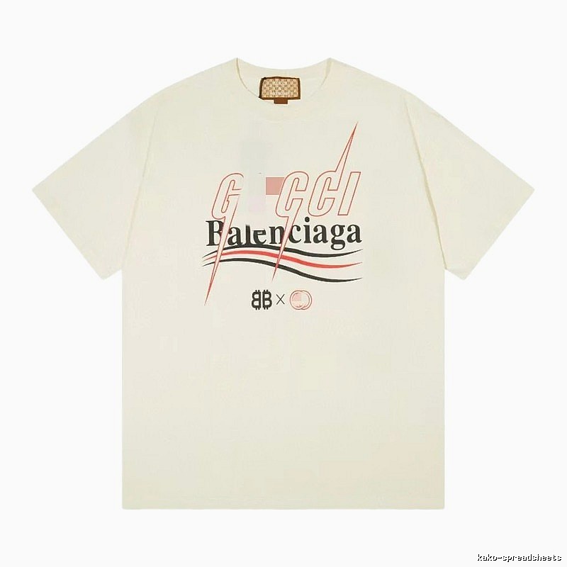 Balenciaga Co-branded Printed Streetwear Off-white Short-sleeve T-shirt