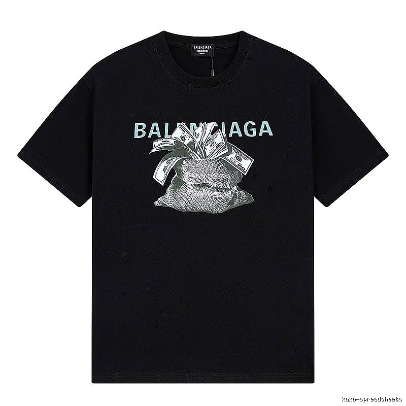 Balenciaga Dollar Print Street Style Black T-Shirt