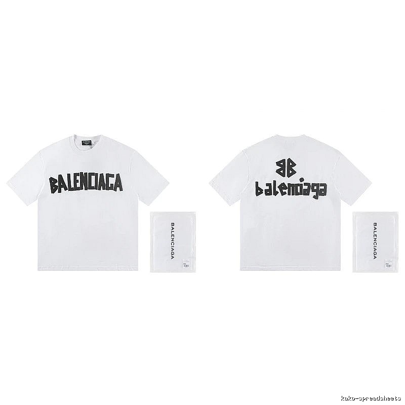 Balenciaga Double B Printed Street Style White T-shirt