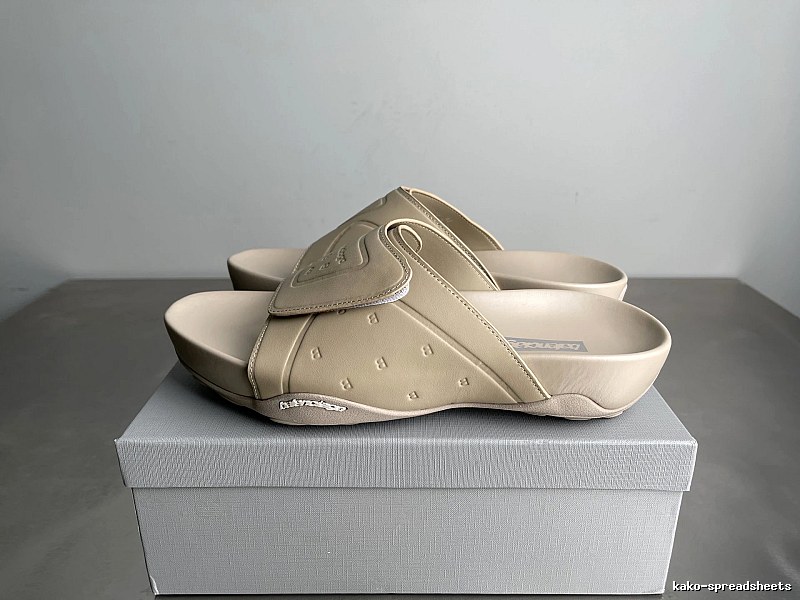 Balenciaga Embossed Luxury Street Style Khaki Slides