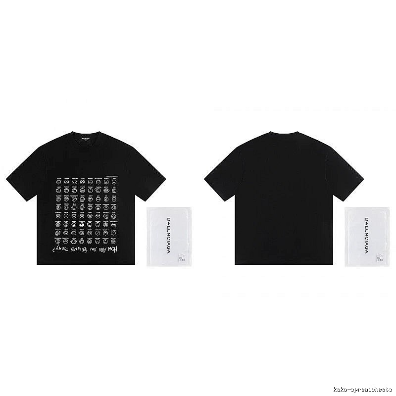 Balenciaga Emoji Printed Street Style Black T-Shirt