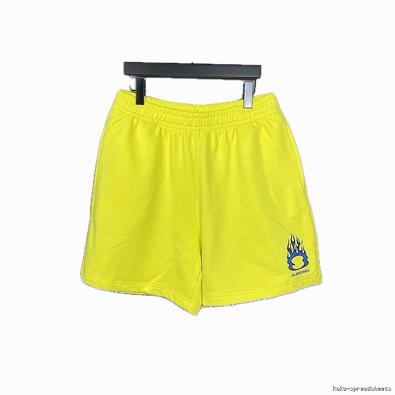 Balenciaga Flame Style Yellow Shorts
