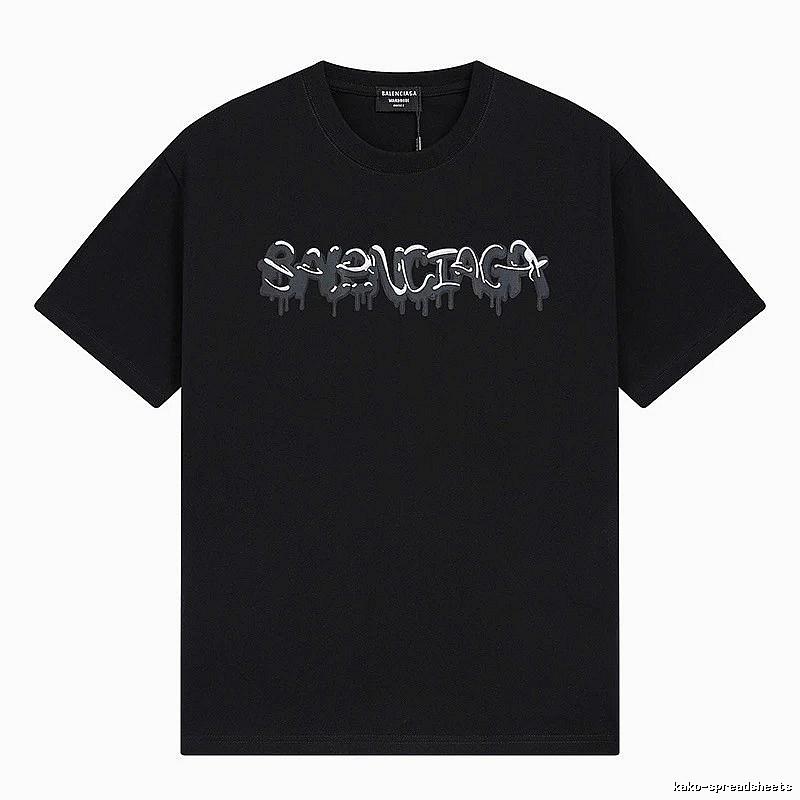 Balenciaga Graffiti Street Style Black Short Sleeve T-shirt