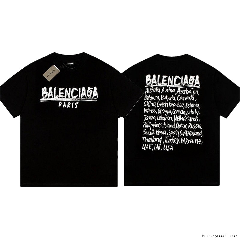 Balenciaga Graffiti Street Style Black Short Sleeve T-shirt
