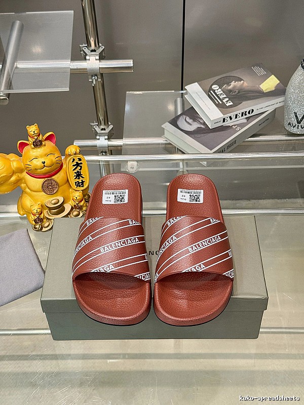 Balenciaga Letter Print Trendy Red-Brown Slide Slippers