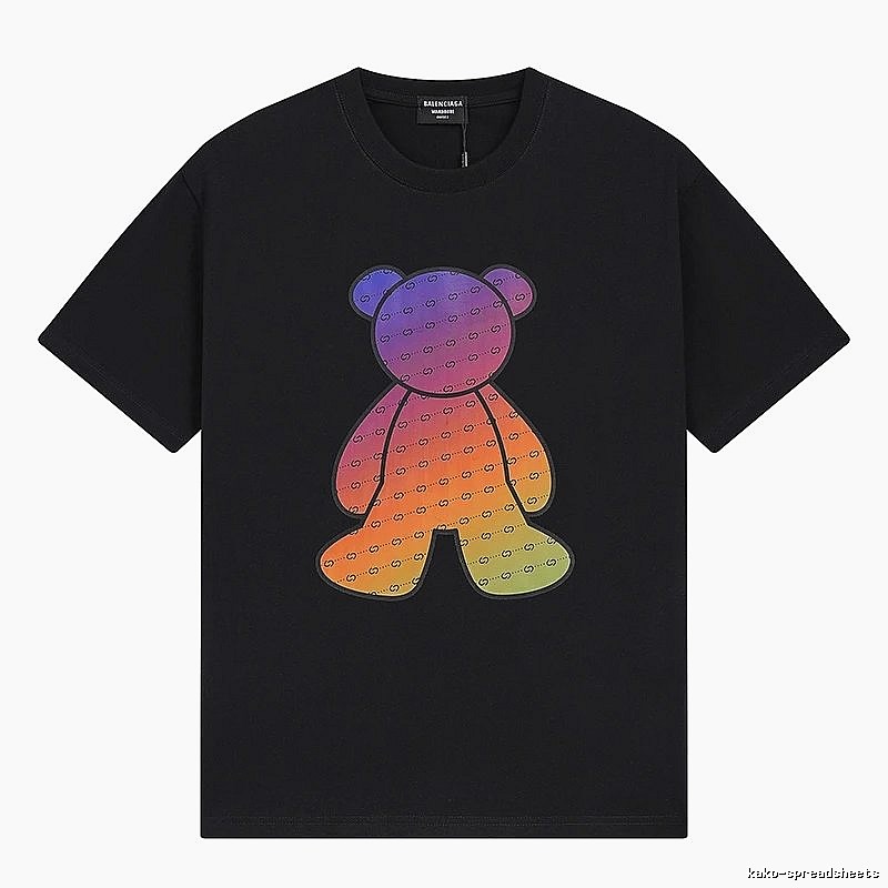 Balenciaga Rainbow Bear Short-sleeve Shirt