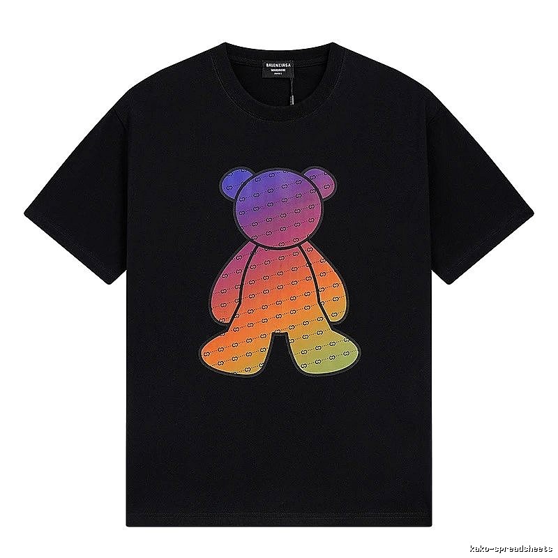 Balenciaga Rainbow Bear Short-sleeve Shirt
