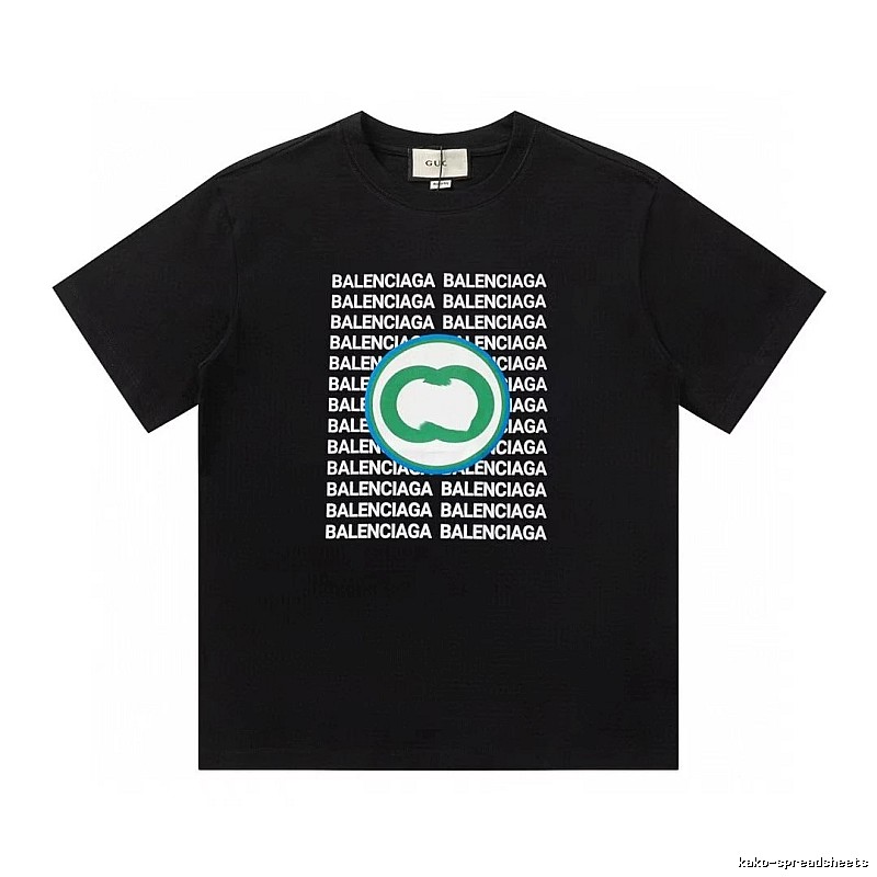 Balenciaga Trendy All-over Print Black Short-sleeve T-shirt