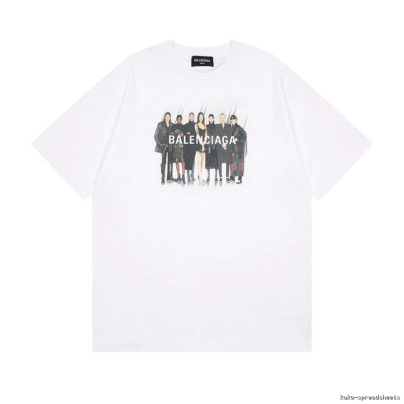 Balenciaga Trendy and Cool Style Portrait Print White T-shirt