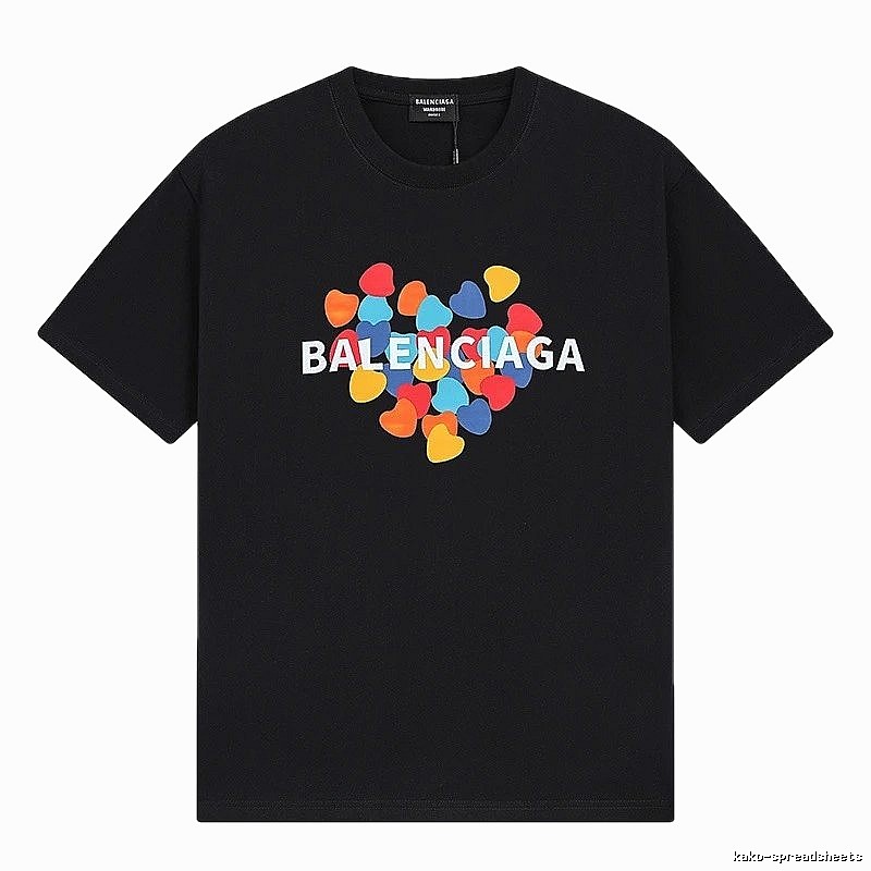 Balenciaga Trendy Black T-shirt with Heart Print