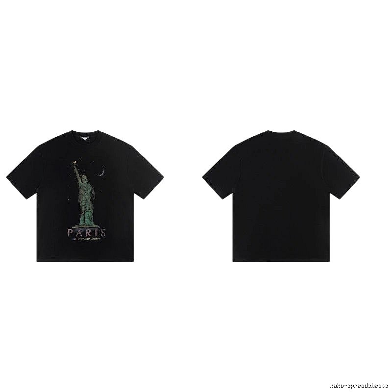 Balenciaga Vintage Style Statue of Liberty Black T-Shirt