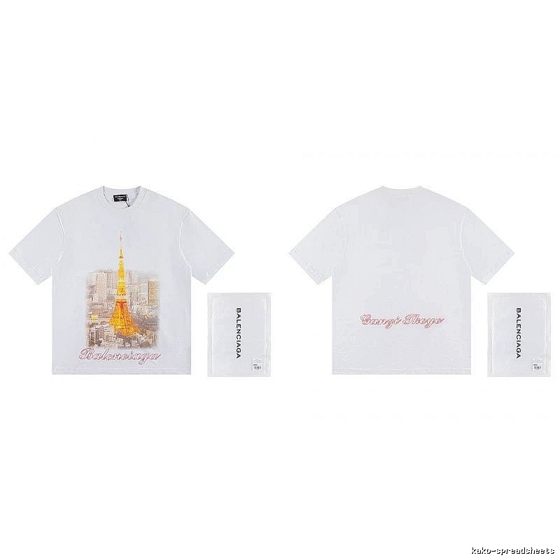 Balenciaga Vintage-style White T-shirt with Tokyo Tower Print