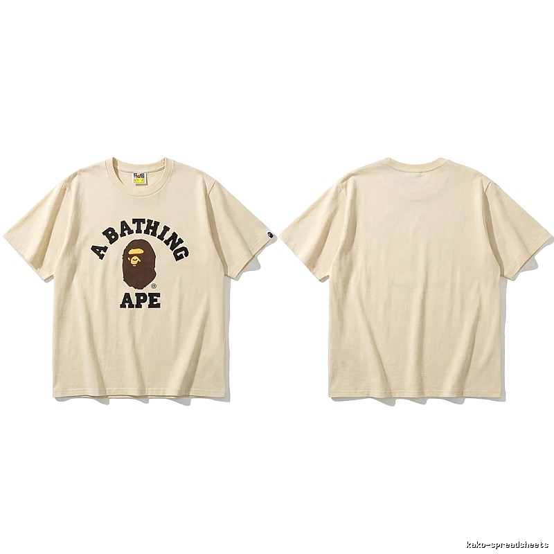 Bape Ape Head Minimalist Style Beige T-shirt