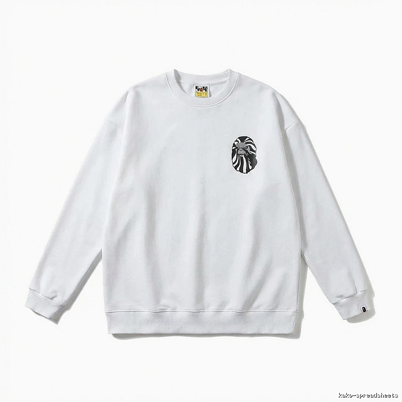 Bape Ape Head Minimalist Style White Sweatshirt