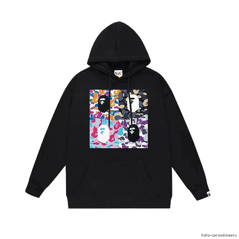Bape camouflage-style black hoodie