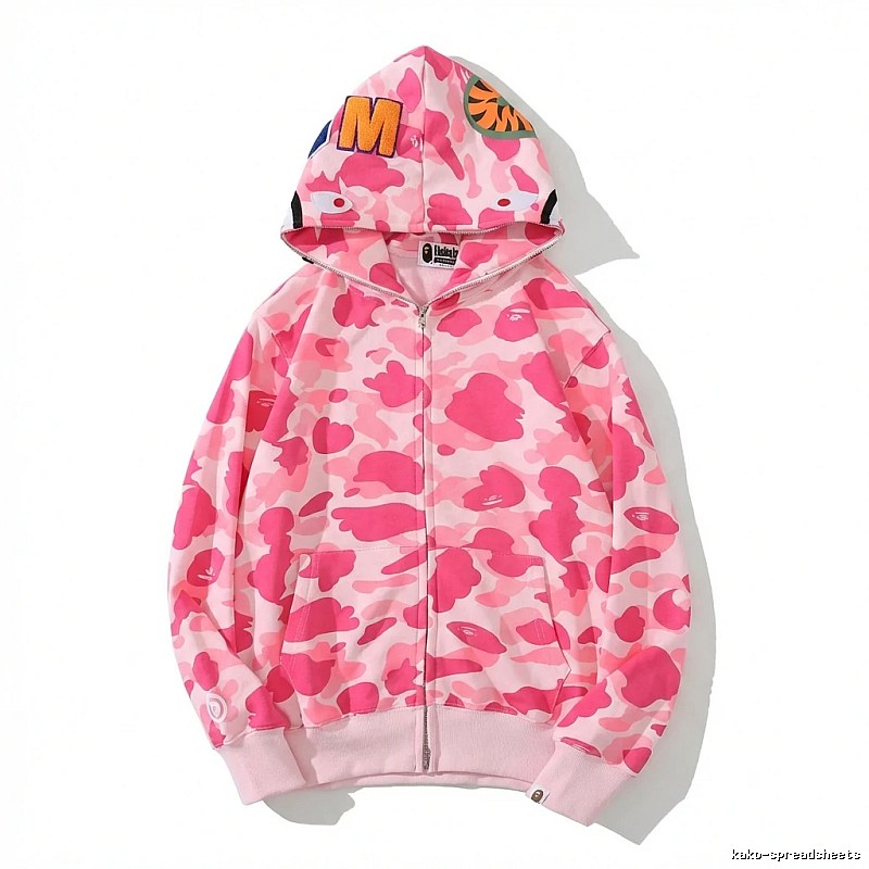 Bape camouflage-style pink hoodie