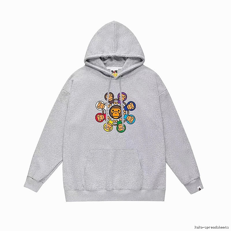Bape Cartoon Print Grey Hoodie