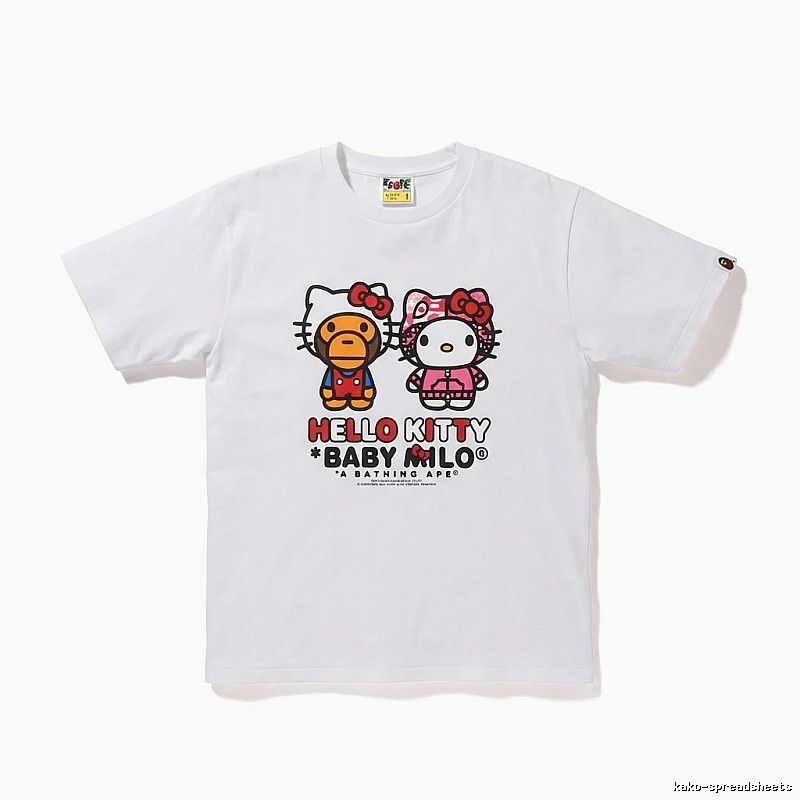 Bape Co-branded Cartoon Style White T-shirt