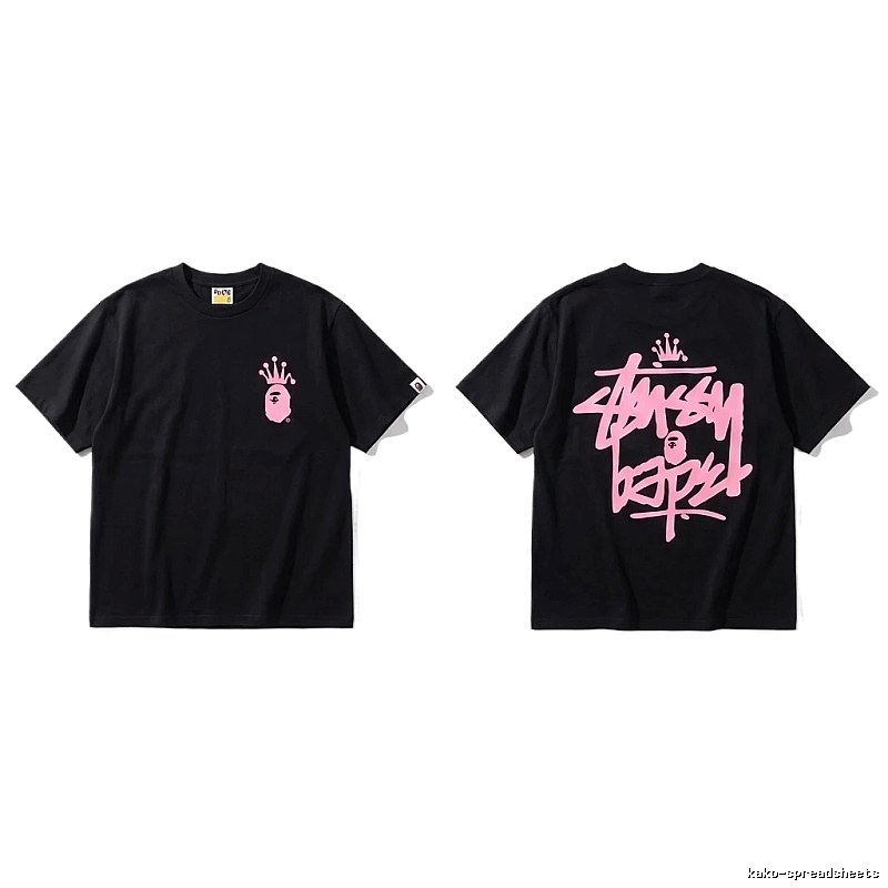Bape Crown Graffiti Style Black T-shirt