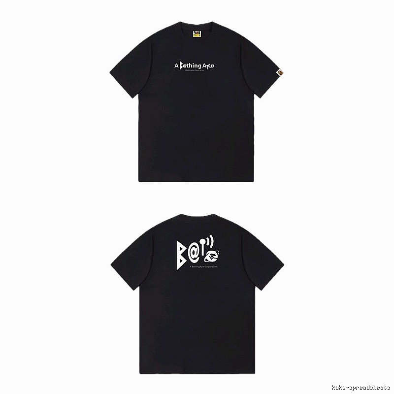Bape letter - printed short - sleeved black T - shirt