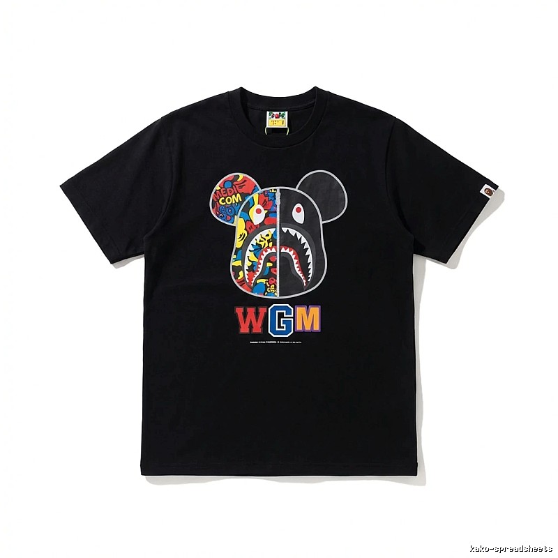 Bape Mickey Shark trendy brand black T-shirt