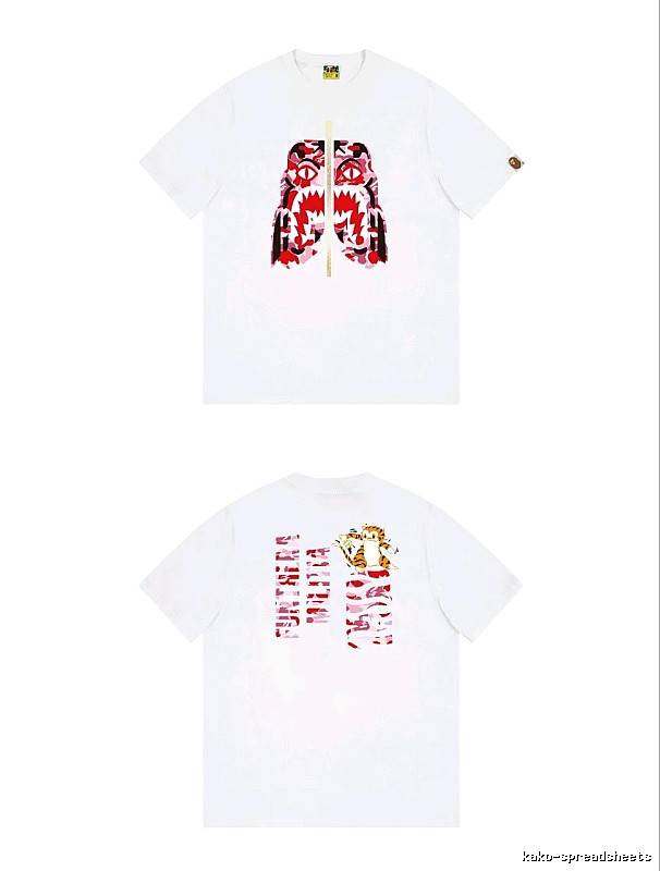 Bape Shark Camouflage Style White T-shirt