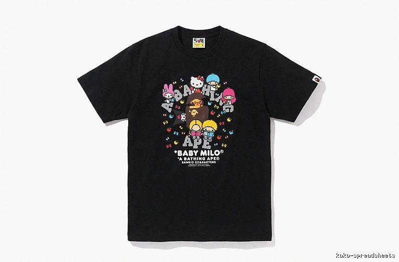 Black T-shirt with Bape cartoon prints