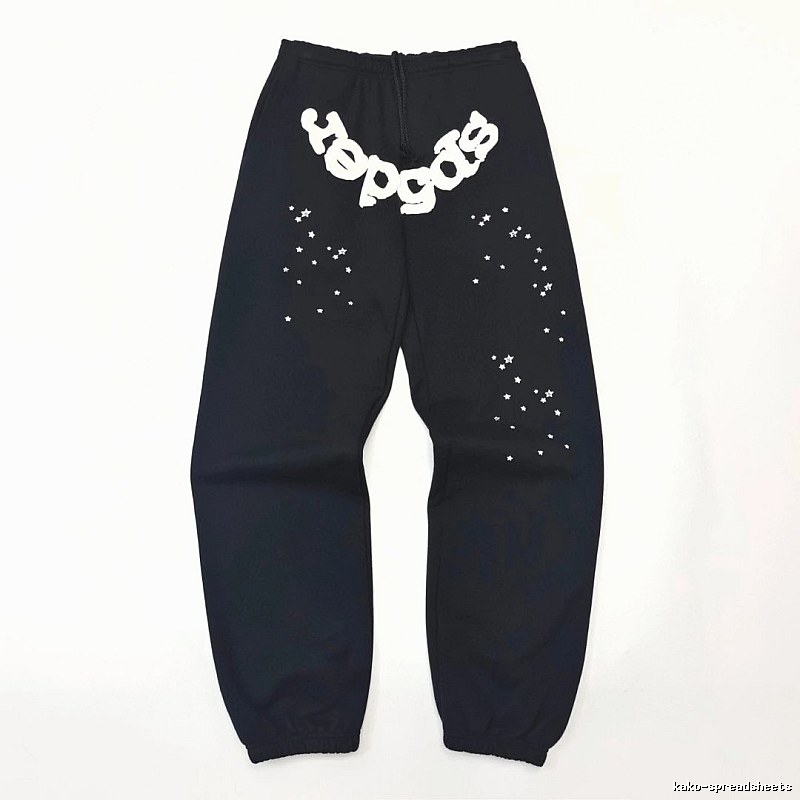 Bold White Branding Sp5der Logo Sweatpants in Black