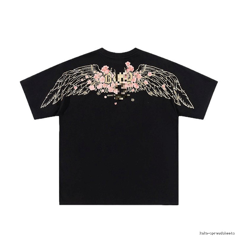 BOY Cherry Blossom Wings Streetwear Style Black T-Shirt