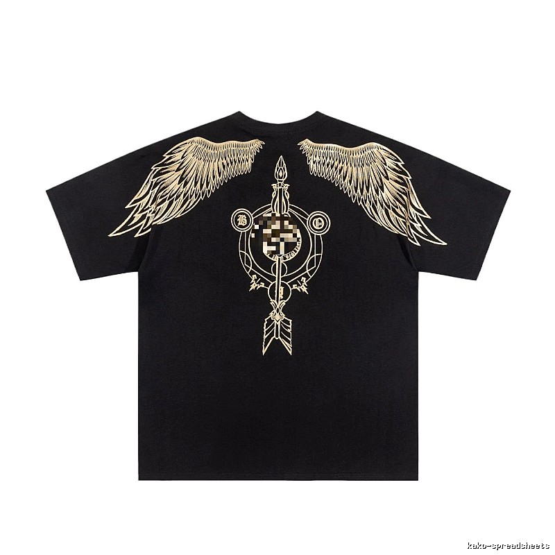 BOY Gold-foil Stamped Wings Street Style Black Short-sleeve T-shirt