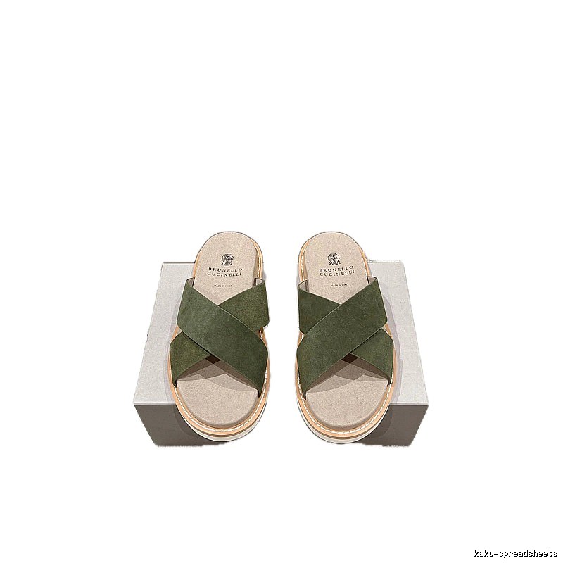 Brunello Cucinelli Casual-style Army Green Slides