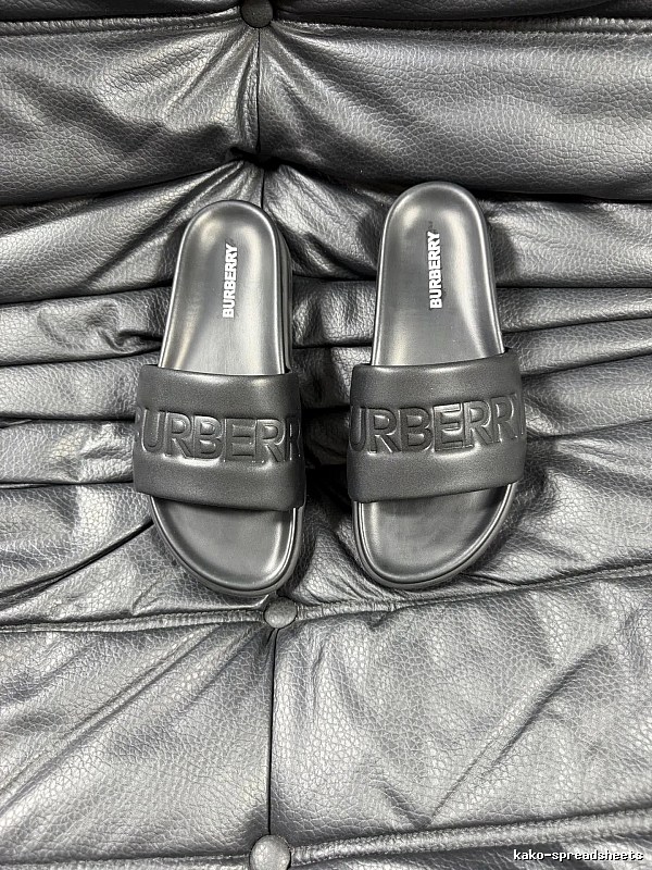 Burberry Embossed Minimalist Style Black Slide Sandals