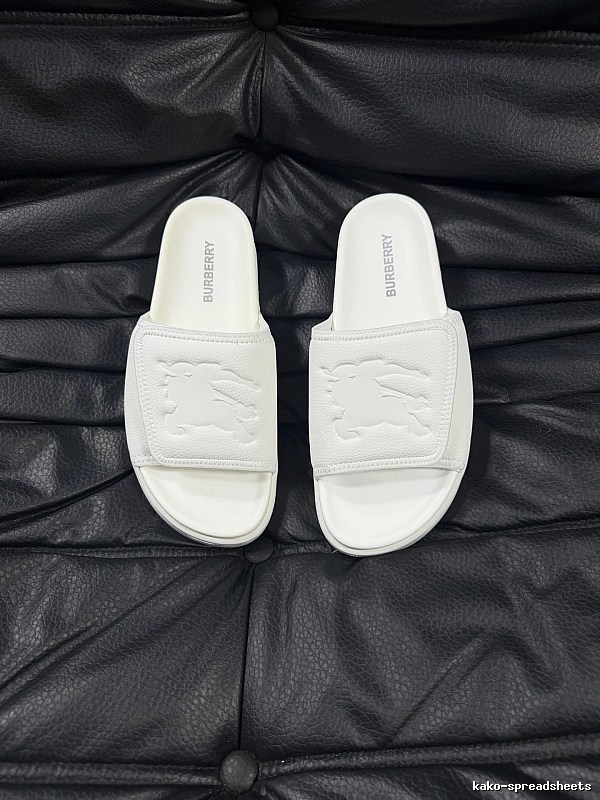 Burberry Knight Logo Minimalist Style White Slide Sandals