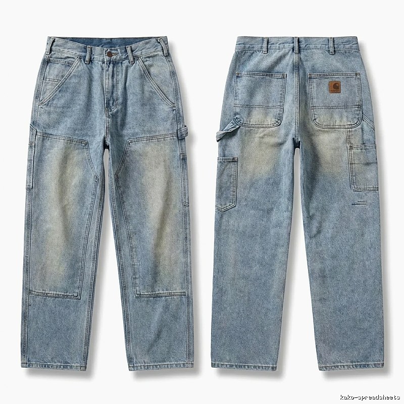 Carhartt workwear style light blue jeans