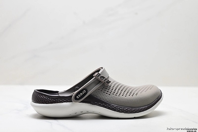 Casual style of Crocs clogs in gray and black