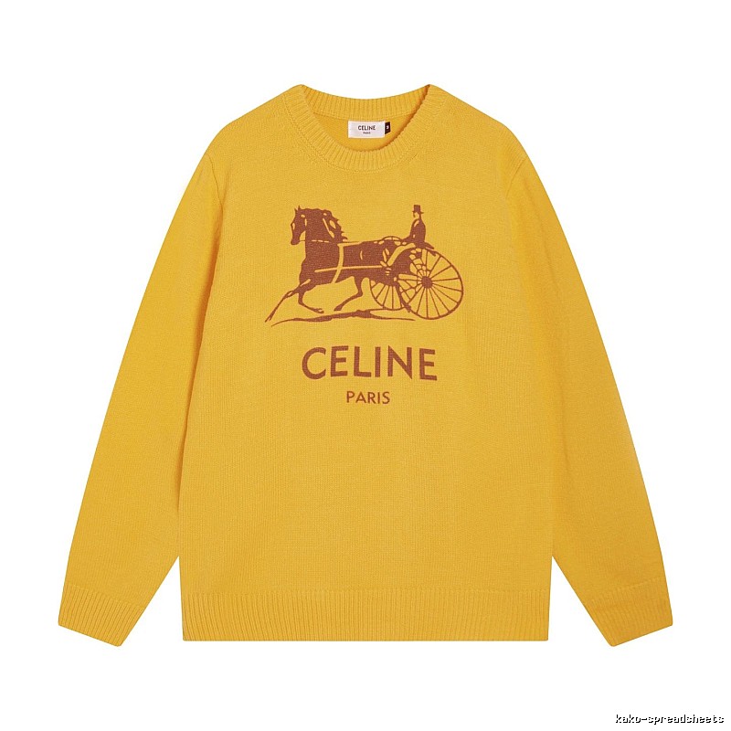 CELINE Yellow Logo Knit Sweater for Travel Packing