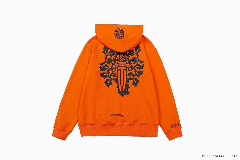 Chrome Hearts 2088-75 Orange Cross Graphic Hoodie Warm Weather