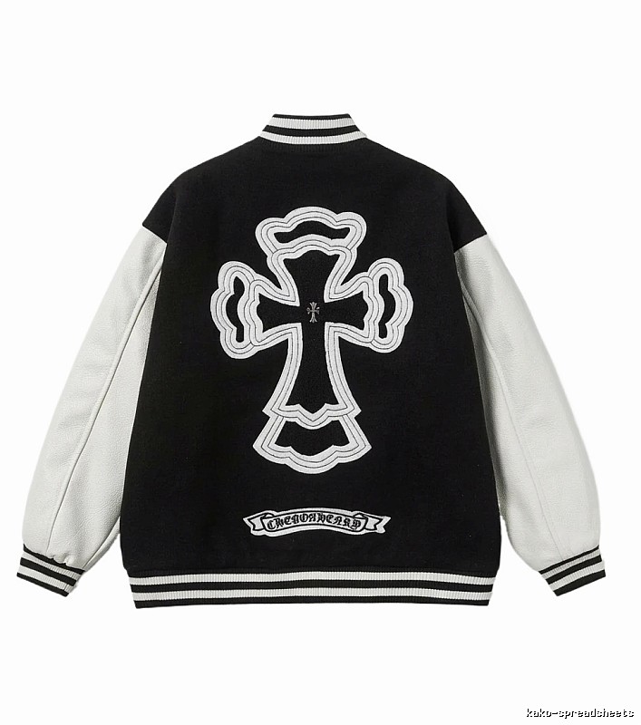 Chrome Hearts Cross Black and White Baseball Jacket